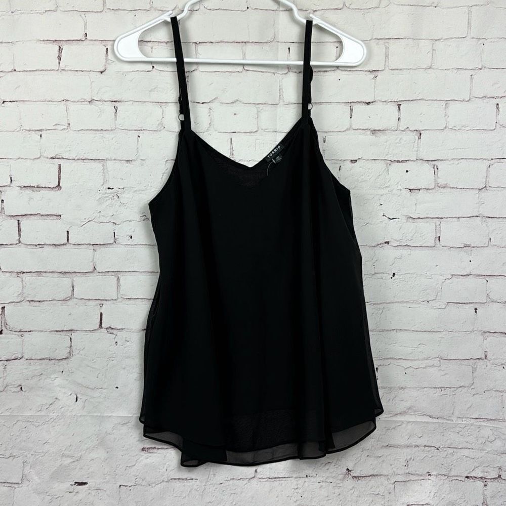 Torrid Shirt Womens 00 M/L Cami Tank Top Spaghetti Strap Semi Sheer Casual Black